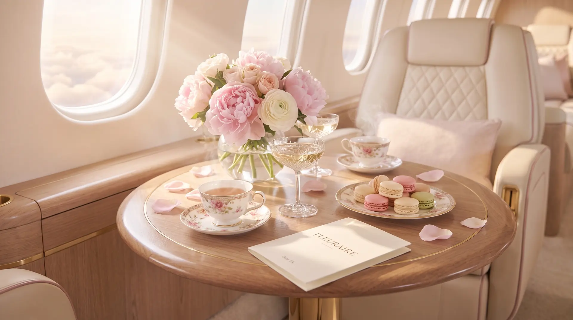 Tea table set inside the cabin